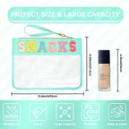 Siwara Snack Bags Clear Pouch Travel Makeup Bag Stoney Clover Chenille Letter Bags for Zipper Pouch Clear Cosmetic Bag Clear Tot
