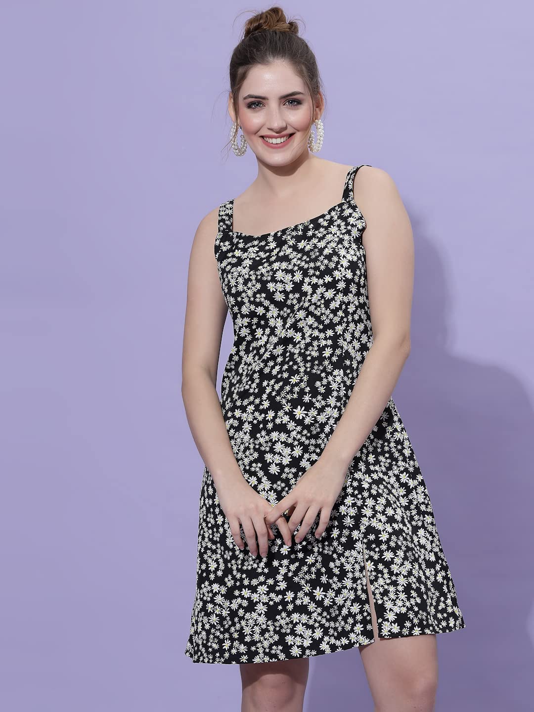 Oomph! Dress For Women Stylish| Summer Vacation Style |Floral Print Spaghetti Strap |Mini Dressfor WomenS & GirlS |Lightweight