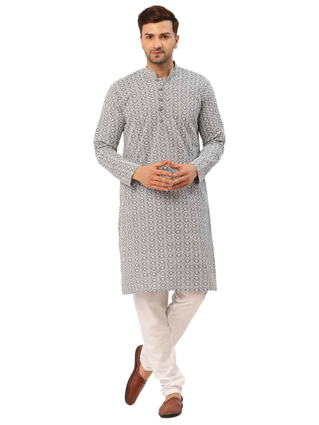 Jompers Mens Floral Embroidered Kurta Pyjama Set