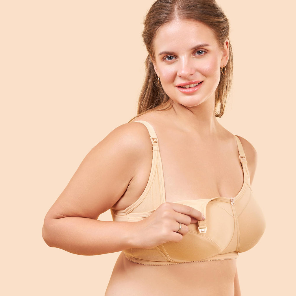 Enamor Innovations Eco-Melange Cotton, Womens Nursing Bra - Sectioned Lift and Support, Non Padded, Wirefree, High Coverage - M