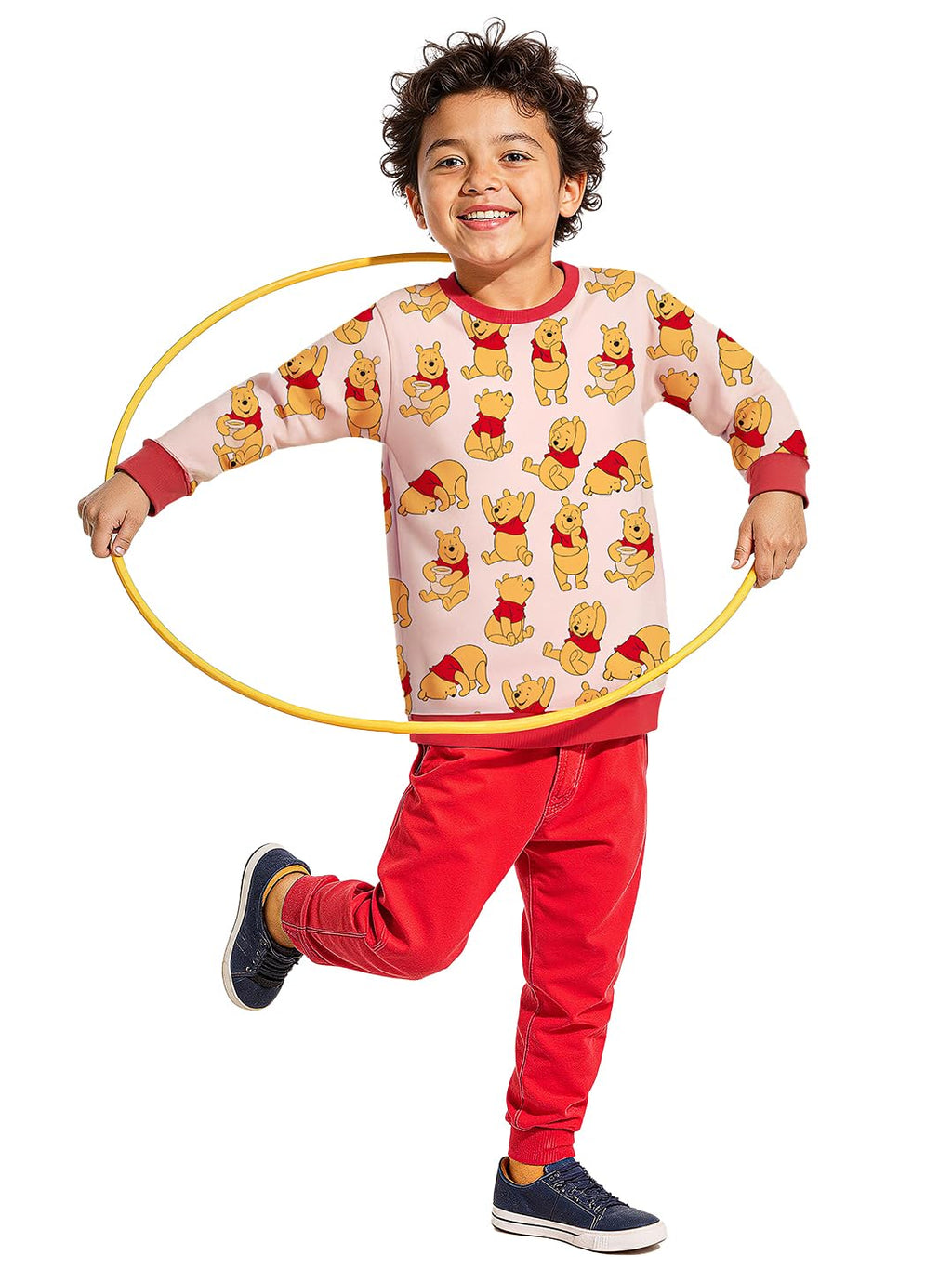 The Souled Store Official Disney: Pooh Bear Boys Round Neck Long Sleeve Multicolor Graphic Print Regular Fit Sweatshirts Sweatsh