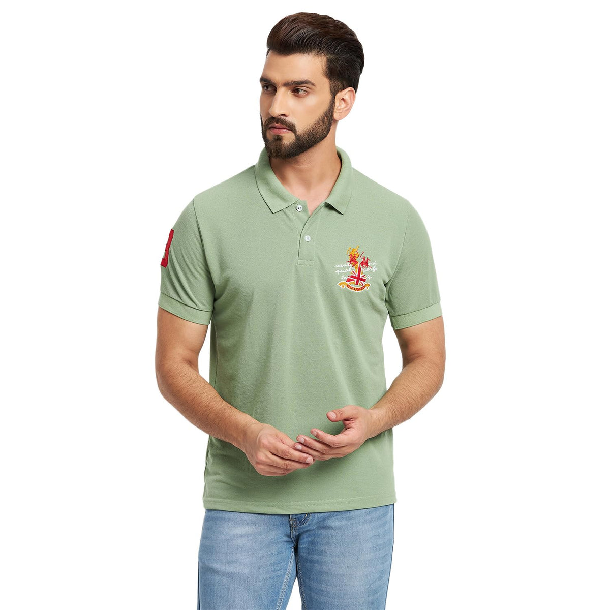 Vero Amore Men Cotton Blend Short Sleeve Solid Polo TShirt has Chest EmbroideryMT3303HOPISTA_XXL 2