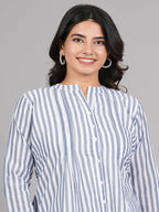 Rangita Grey Cotton Straight Striped Short Length Kurti | Kurta For Women