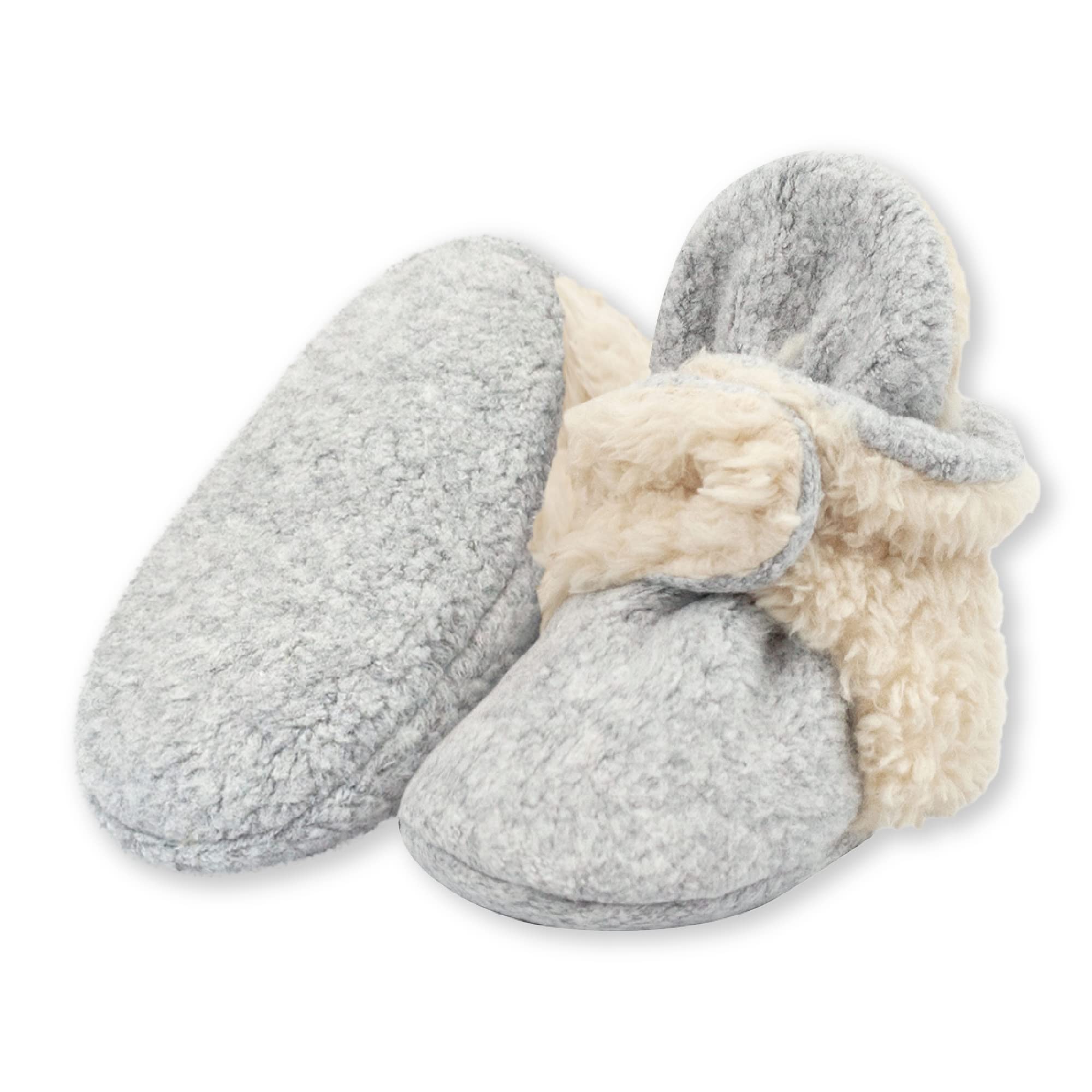 Zutano Unisex Fleece Baby Booties with Organic cotton Lining, Newborn Essentials, 3 Months, Heather gray Furry