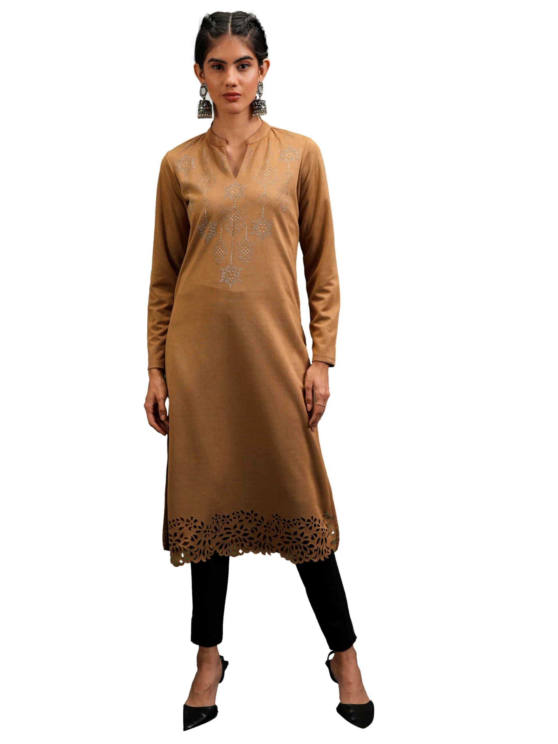 KETCH Women Kurta Full Sleeve KHKU000582 Brown M