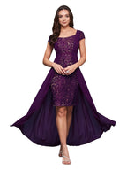 Miss Chase WomenS Sweet-Heart Neck Cap Sleeve Self-Designed Pleated Georgette Maxi Dress (Mcss25D93-28-789-03, Imperial Purple,