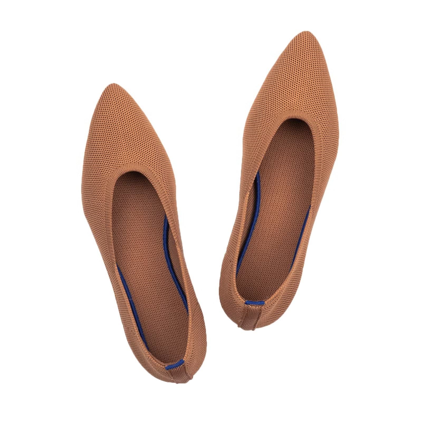 Frank Mully Womens Pointed Toe Flats Knit Dress Shoes comfort Women Shoes Slip On Ballet Shoes for Woman classic Softable Shoes 