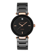 Anne Klein Women's AK/1018RGBK Diamond Dial Rose Gold-Tone Black Ceramic Bracelet Watch