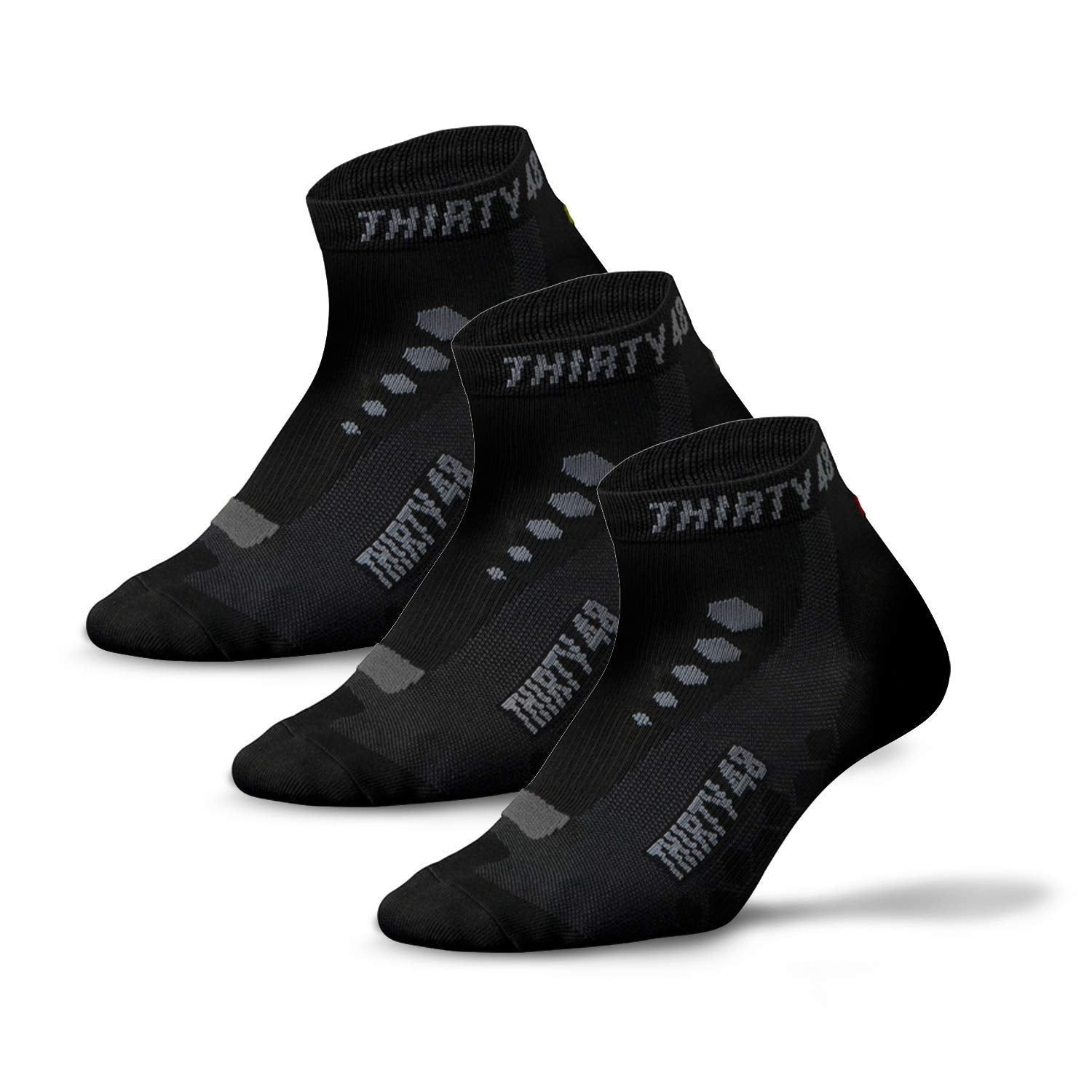 Thirty48 Low Cut Cycling Socks for Men and Women | Unisex Breathable Sport Socks (Medium - Women 7-10 // Men 6-9, [3 Pairs] Blac