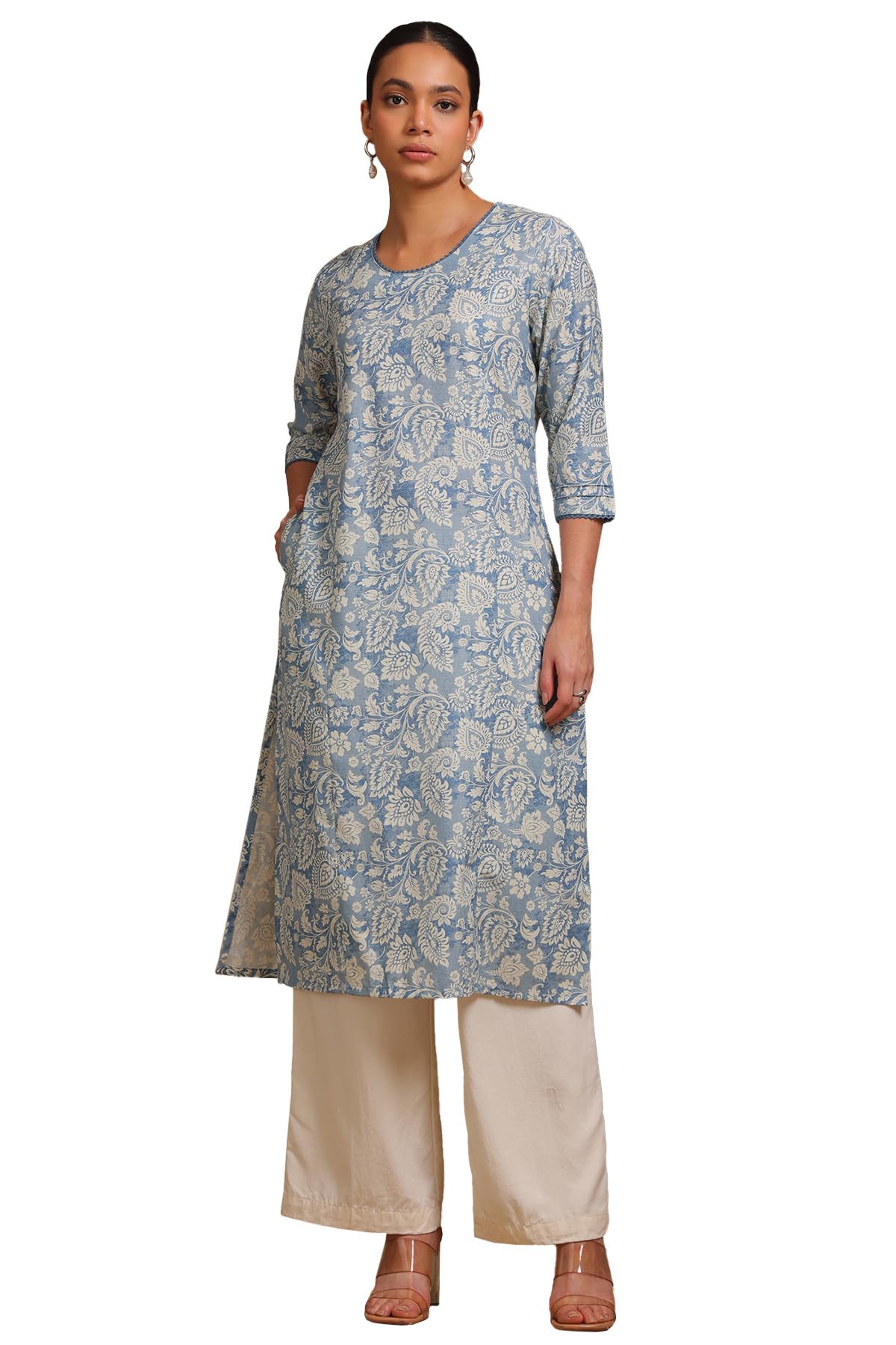 Soch Women Linen Botanical Print Kurta