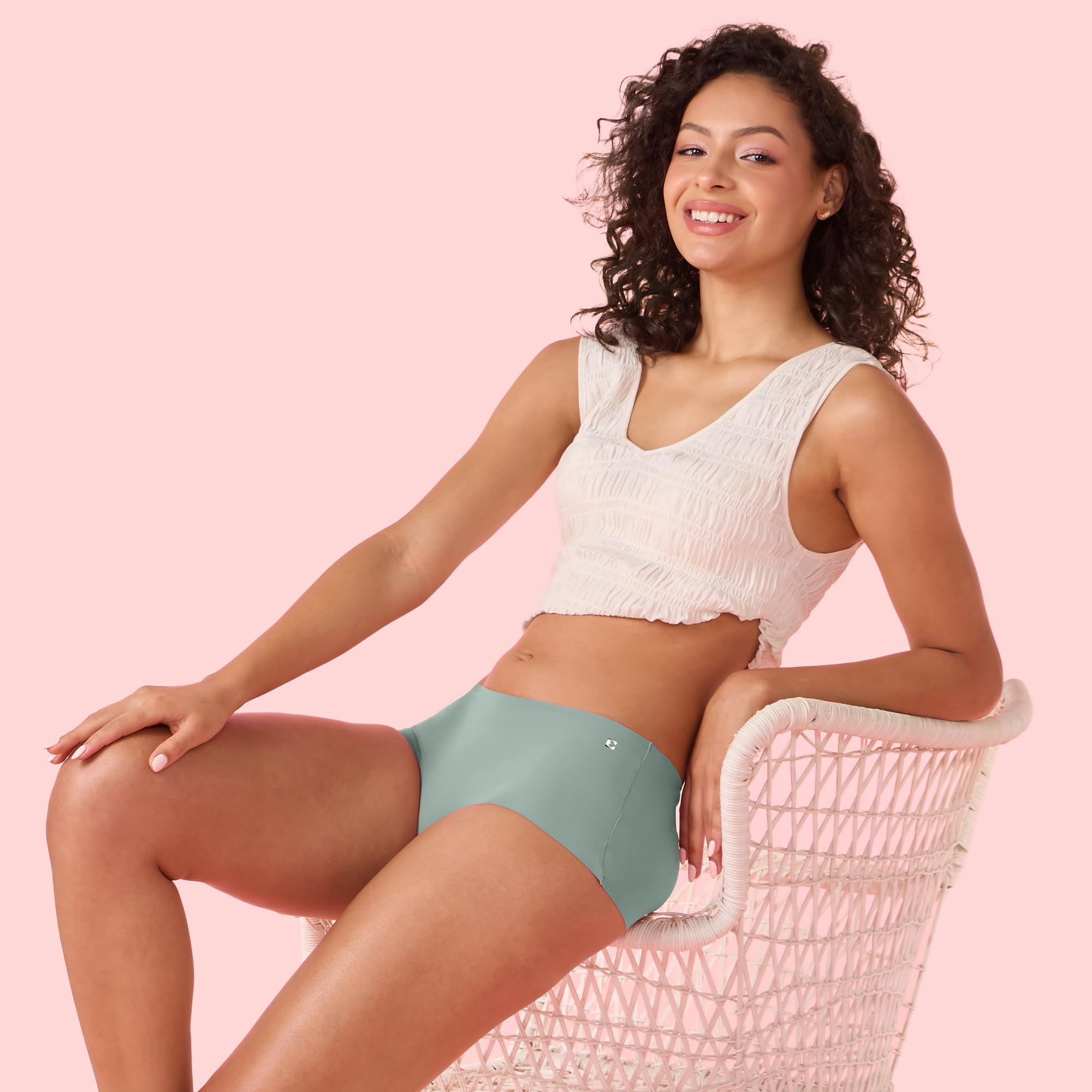 Enamor Innovations Invisi, All Day Comfort, Mid Waist Boyshorts Panty for Women - No Visible Panty Lines, Breathable, Sweat Wick