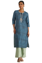 Soch Women'S Muslin Leheriya Regular Kurta (Ews5Ku61196_Blue
