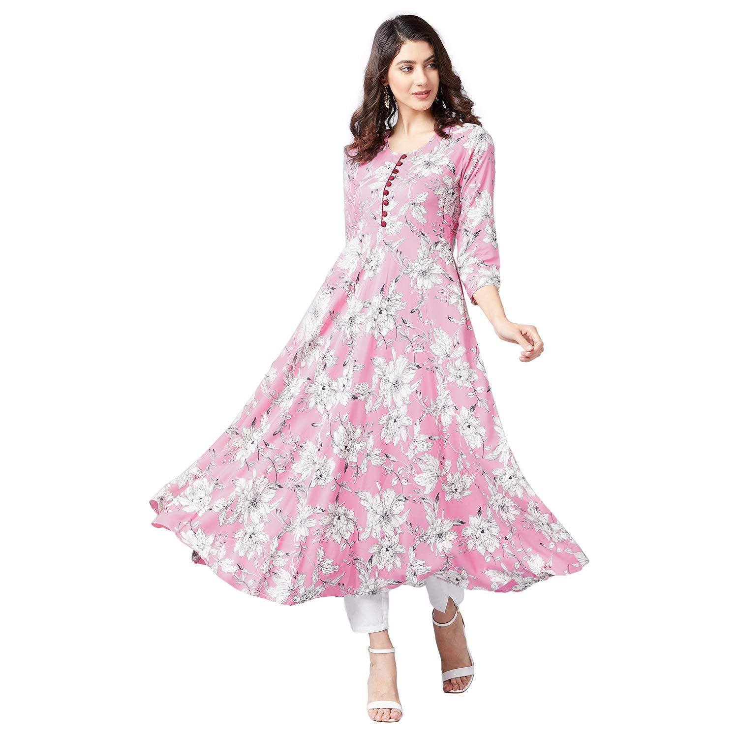 Tissu Womens Rayon a-line Kurta (1922_Pink_X-Small)