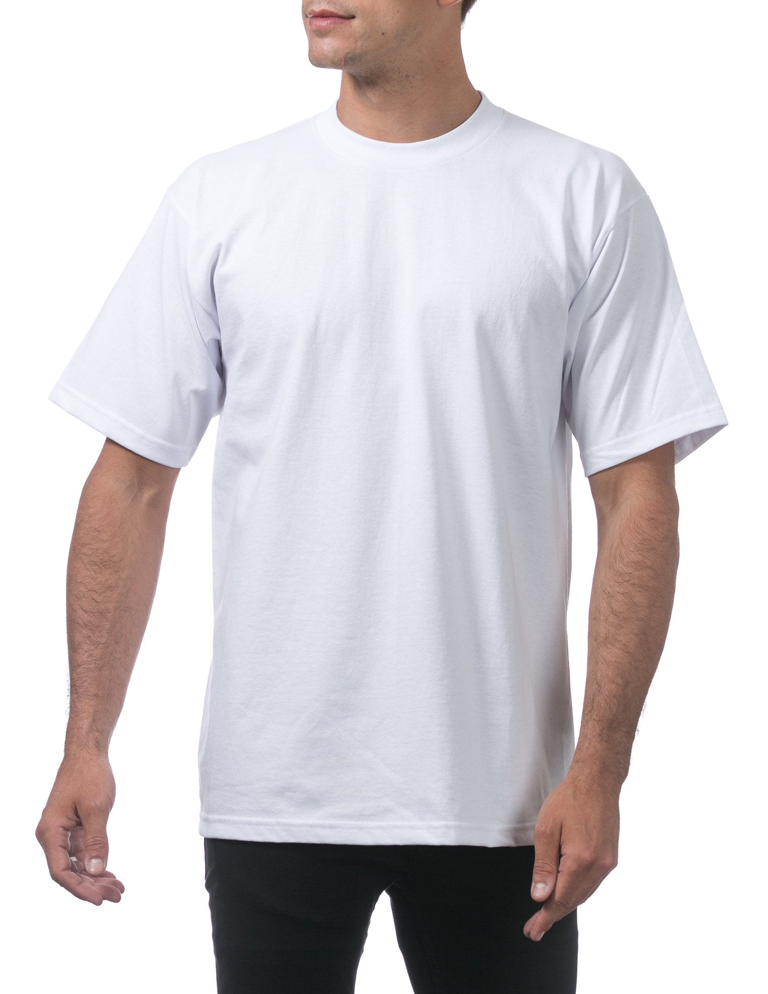 Pro Club Men's Heavyweight Cotton Short Sleeve Crew Neck T-Shirt, White, Large-Tall