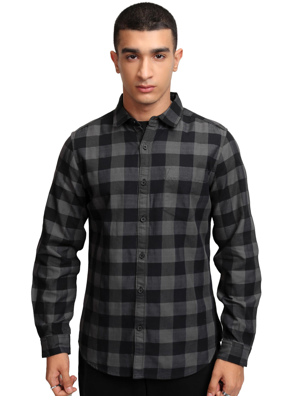 Ketch MenS Semi Fit Shirt (Khsh001765_Grey/Black
