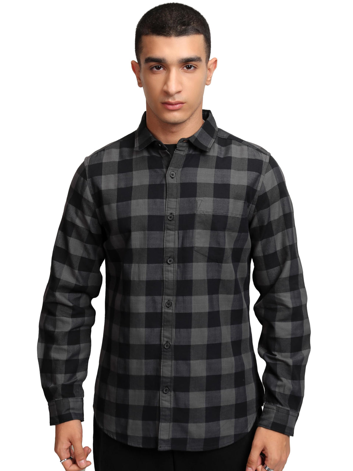Ketch MenS Semi Fit Shirt (Khsh001765_Grey/Black