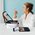 BYOOTIQUE Makeup Bag Travel Makeup Case 10 Cosmetic Storage Case Portable Makeup Artist Storage Box with Mirror & Adjustable Div