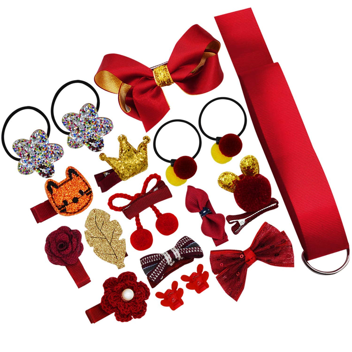 Bembika Set Of 18 Hairclips Hairpins Headwear Accessories For Girls Best Birthday Gift (Red) 11