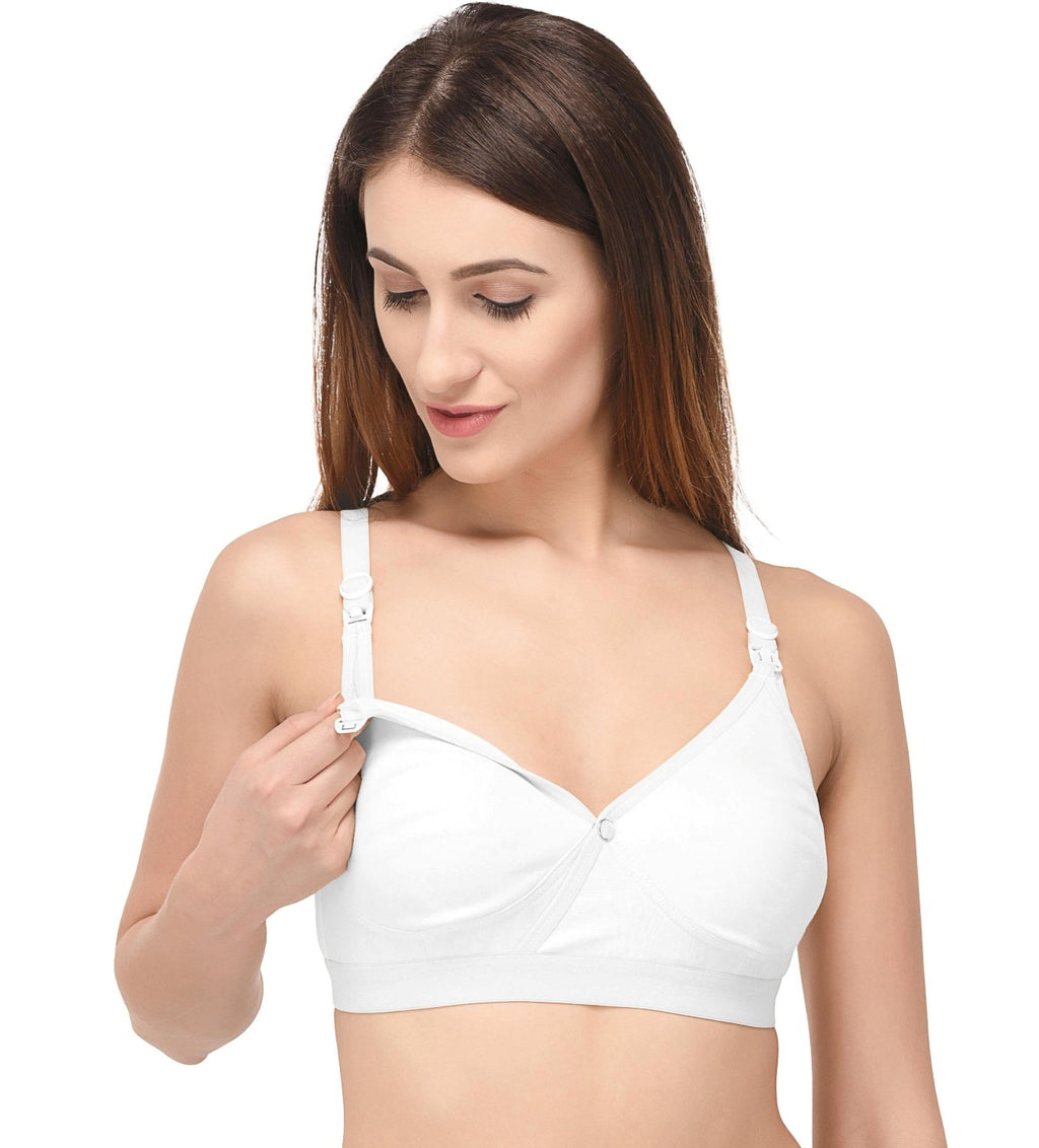 Fabme WomenS Cotton Non Padded Wire Free Maternity Bra Pink,Skin,White