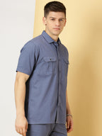 Thomas Scott Mens | Half Sleeve | Double Pockets | Solid | Regular Fit Plus Size | 100% Cotton | Spread Collar | Casual Shirts (