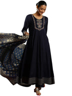 Libas WomenS Viscose Rayon Printed Kurta Set (49416, Blue, 2Xl
