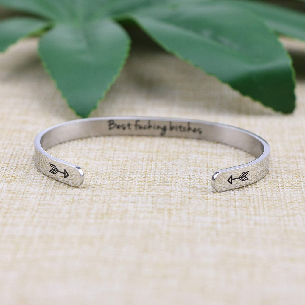 JoycuFF Friendship Bracelets Gifts for Women Funny Best Friend Jewelry BFF Cuff Funny Sister Birthday Christmas Coworker Mantra