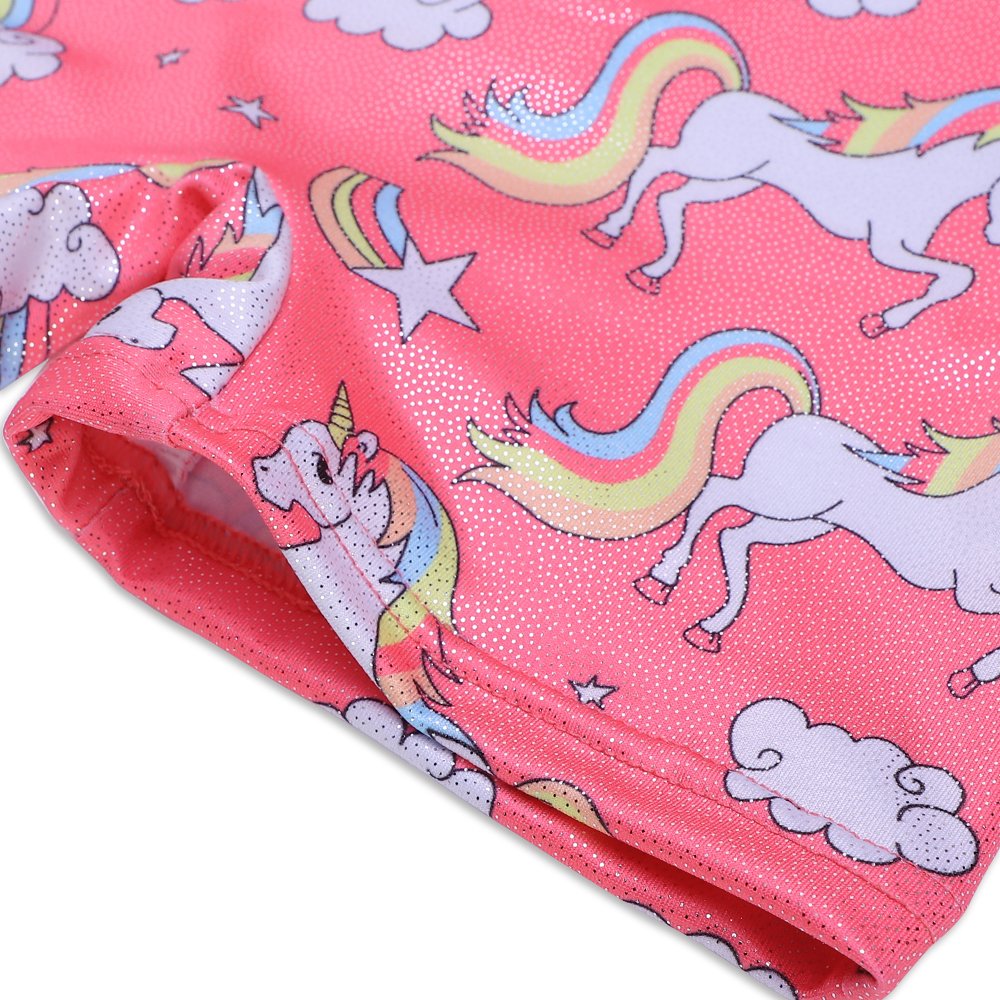 HOZIY Leotards With Shorts for Girls Gymnastics Pink 7-8 Years Old 7/8 Unitards Bodysuits