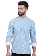 Jompers Mens Printed Corduroy Short Kurta