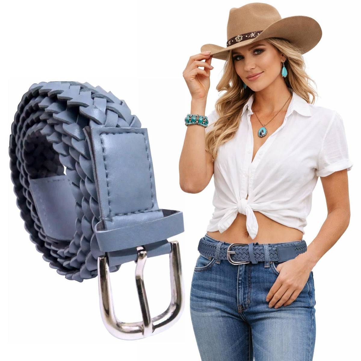 WomenS Belt For Jeans & Dresses  Casual/Formal Free Size (2435) Light Grey, Stylish And Versatile Accessory For Any Outfit 35