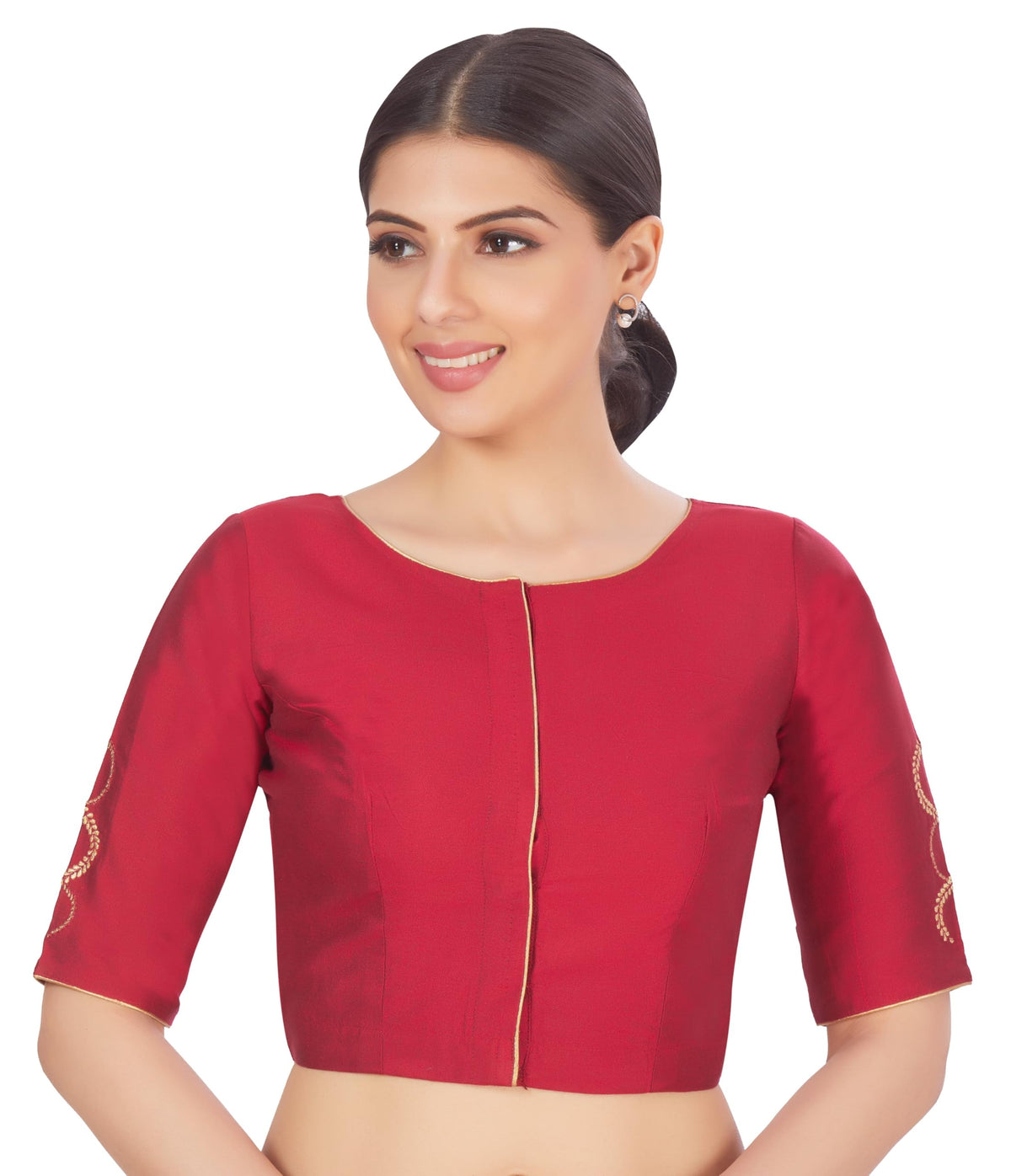 Studio Shringaar WomenS Silky Embroidered Saree Blouse (Maroon, 38) 38
