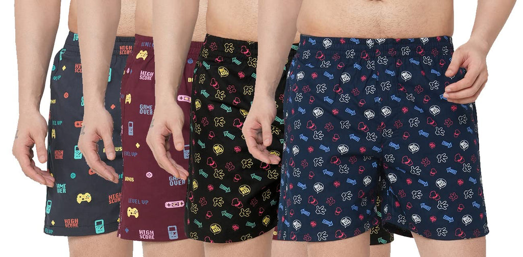 ANNI DESIGNER Mens Cotton Printed Boxer Shorts (Pack of 4) (ANL-BXR-PACK-4-AN-026_XXL_Multi_ XX-Large) Multicolour