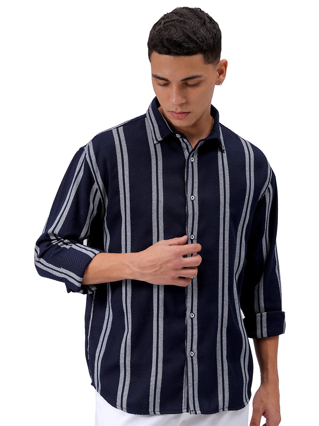 The Indian Garage Co Mens Relaxed Fit Striped Resortwear Sweater