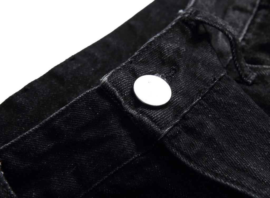 QIMYUM Mens Ripped Jeans, Distressed Destroyed Slim Fit Straight Leg Denim Pants (36, Black702)