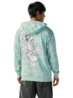 Bewakoof Official Disney Merchandise Donald Duck Mens All Over Printed Oversized Fit Full Sleeve Hooded Cotton Terry Plus Size 