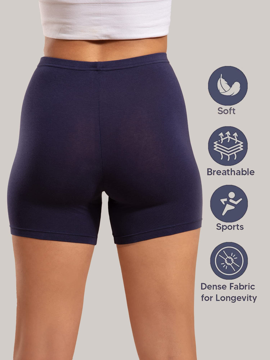 Nykd (Nyp083 Cotton Stretchable Cycling Shorts For Women | High Waist Shorties With Full Coverage & Concealed Waistband | Ideal