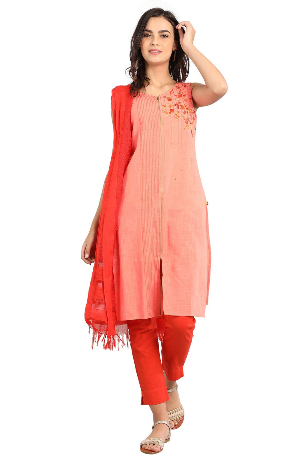 Aurelia Women'S Cotton Regular Kurta (19Fea10372-600186_Orange_X-Small)