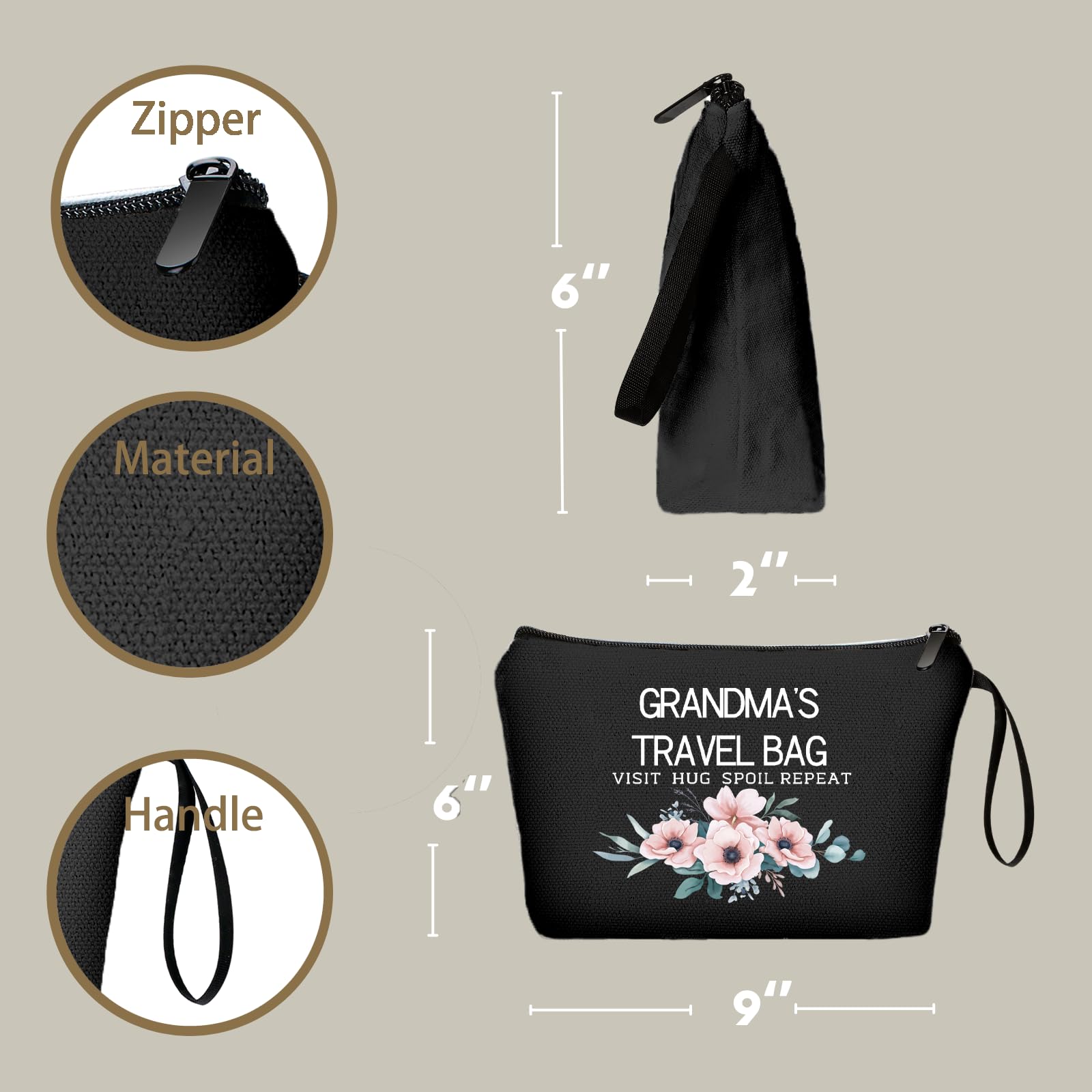 SEAMOON Grandma Gifts, Gifts for Grandma, Inspirational Gifts for Women, Black Grandma Travel Makeup Bag, Gifts for Grandma Birt