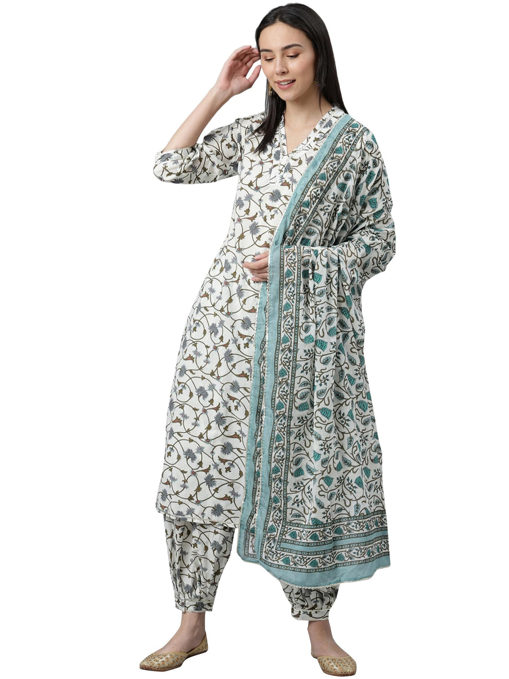 Libas WomenS Cotton Kurta Sets (6919_White