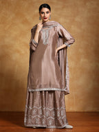 Varanga Women-Bead Work Kurta With Sharara And Dupatta