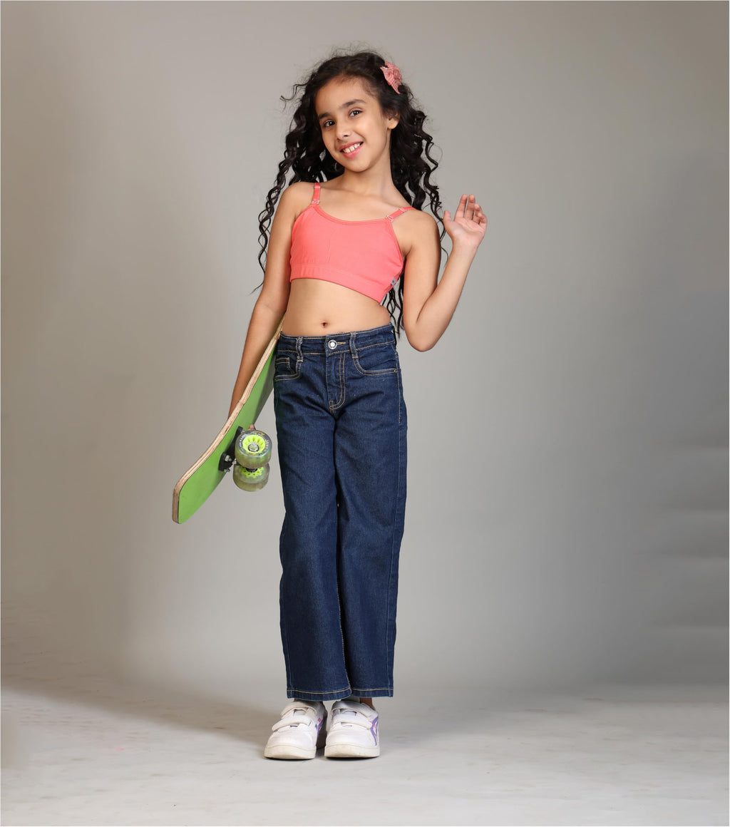 Kyda Kids Girls Antibacterial Cotton Solid Non Padded, Beginners Bra For Girls