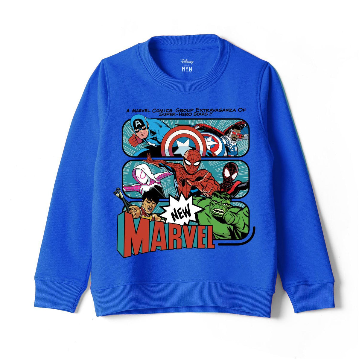 Wear Your Mind Avengers Character Print Royal Blue Round Neck Boys Sweatshirt DMARKSW654.10_1516Y 15-16