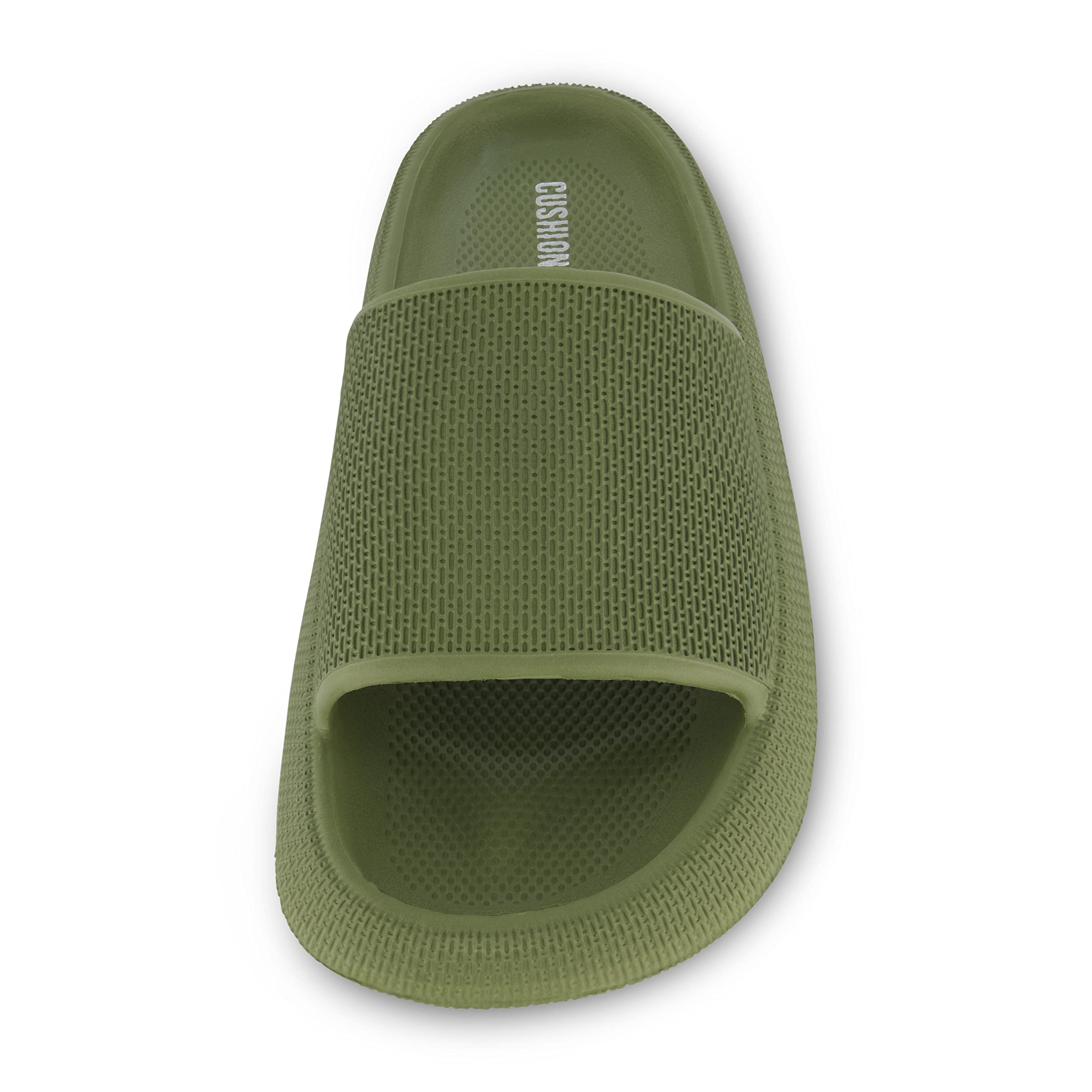 CUSHIONAIRE Men's Feather pool slide with +Comfort, Green 11