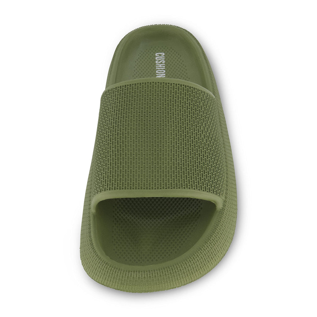 CUSHIONAIRE Men's Feather pool slide with +Comfort, Green 8