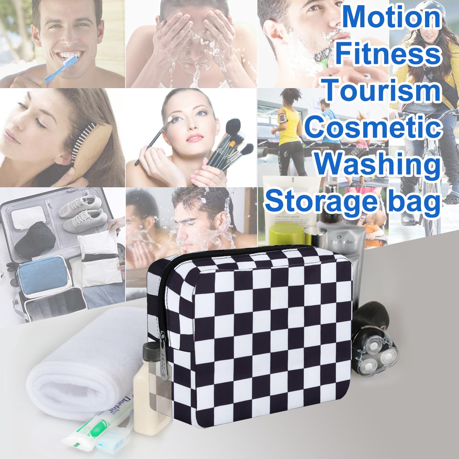 E-Tree 9.8 inch Canvas Zippered Cosmetic Travel Bag, Makeup Carrying Case, Mini Packing Cube, Compliant Bag, Toiletry Carry Pouc