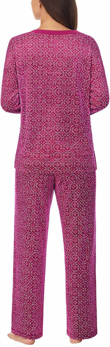 Nautica Womens Pajamas - Cozy Silky Fleece - 2 Piece Long Sleeve Winter Sleepwear Set for Women, Stamp Geo, Small Purple