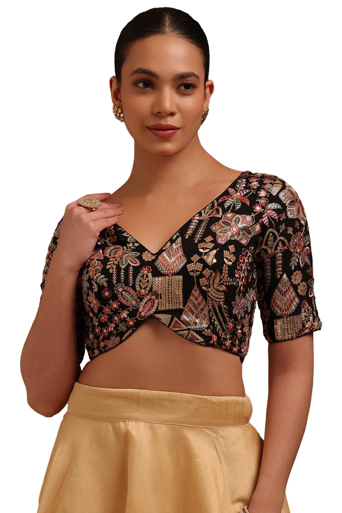 Soch Women Georgette Embroidered Padded Blouse Thread Work