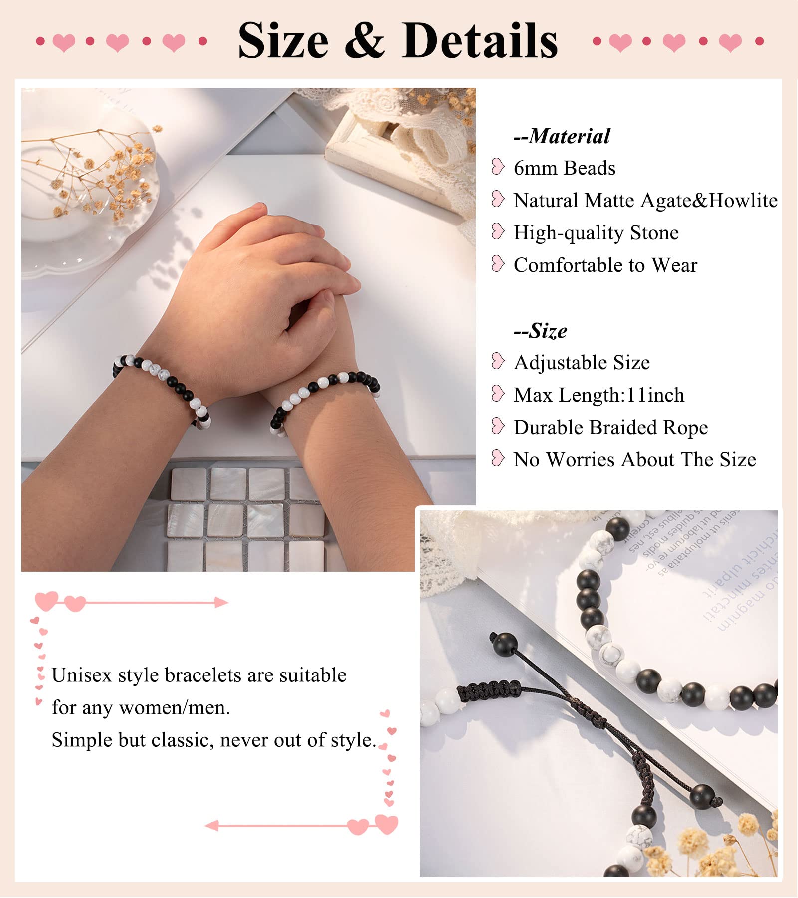 UNGENT THEM Matching Couples Bracelets Morse Code Boyfriend Girlfriend Long Distance Relationship Christmas I Love You Valentine