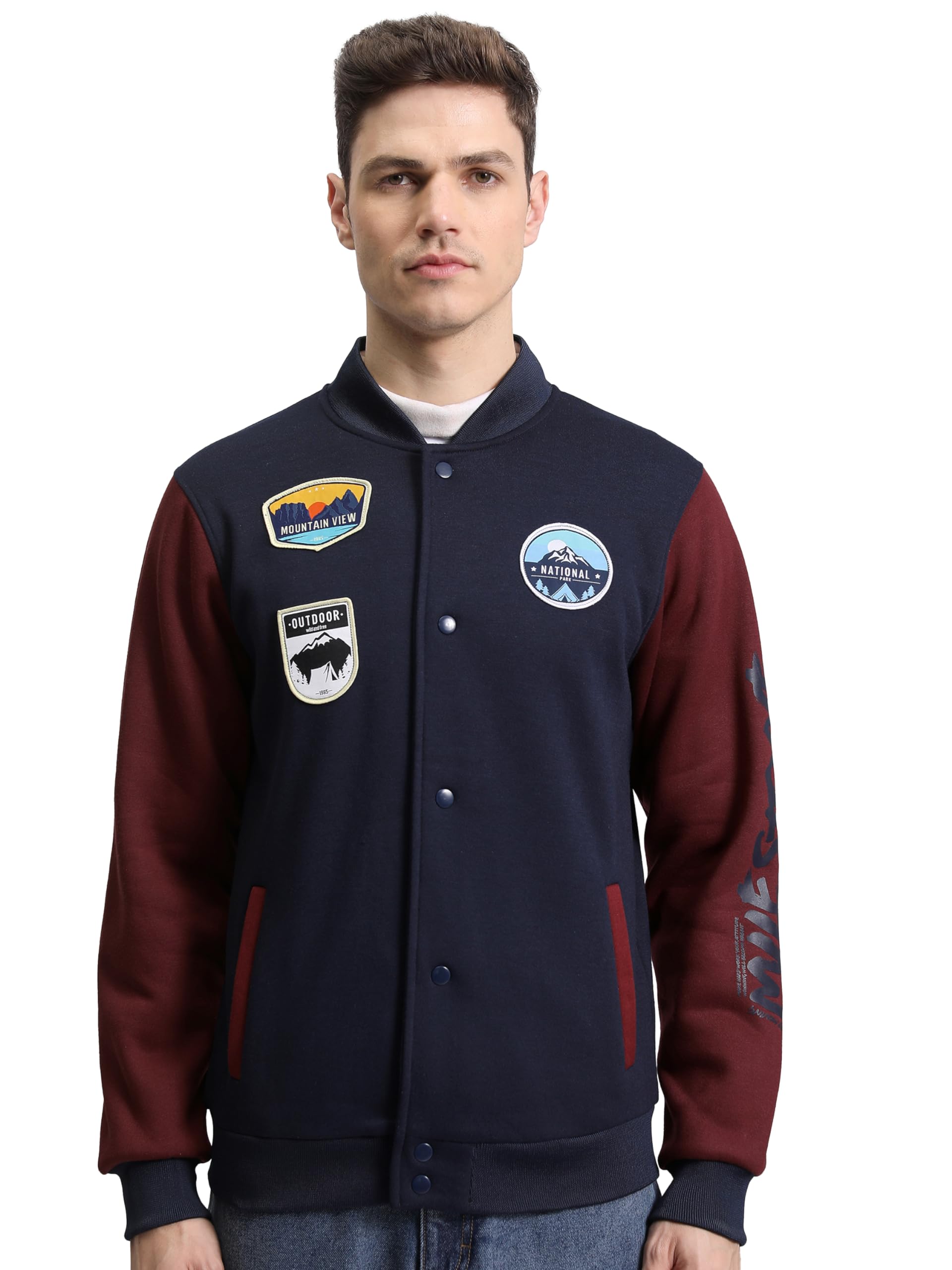 Ketch Polyester Mens Full Sleeve Regular Fit Jacket Khbj000002 Navy/Red Medium