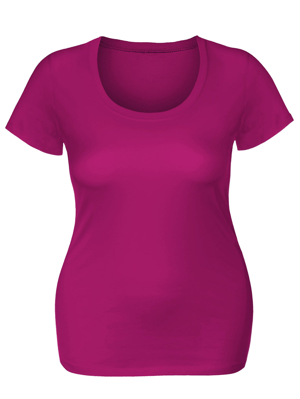 Emmalise Women's Short Sleeve Tshirt Scoop Neck Tee Shirt (2XL, Fuschia)
