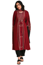 W Women'S Dark Red Aztec Kurta Dupatta Bottomwear With Coins